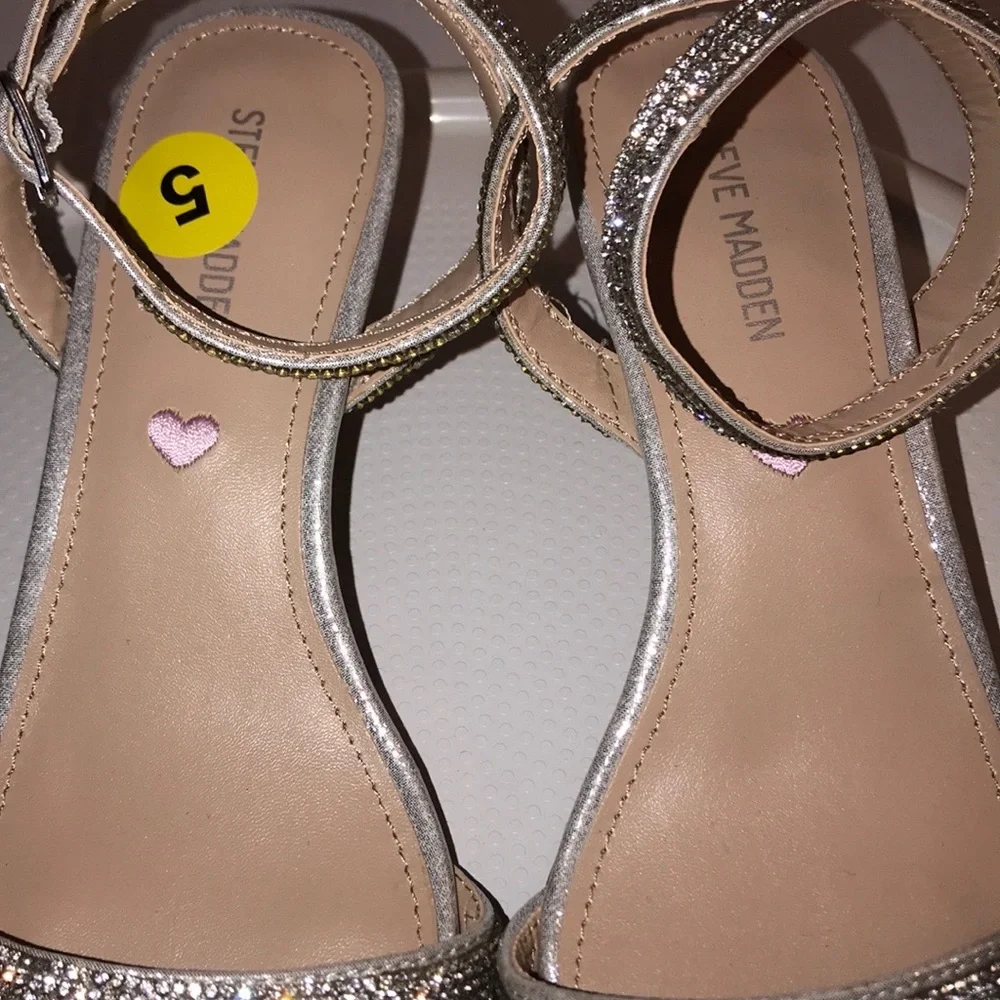 Steve Madden Silver Rhinestone Ankle-Strap Dress Sandal